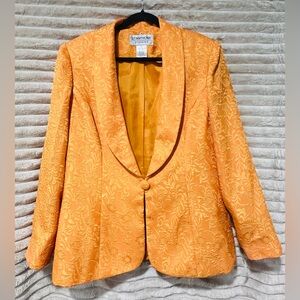 Vintage Women's yellow floral embroidered blazer